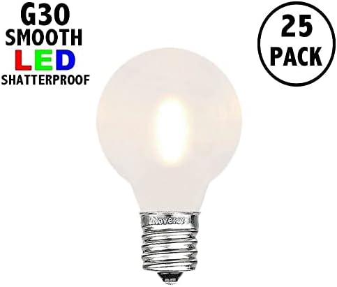 Újdonság Fények 25 Pack G30 LED Műanyag Szálból Szabadtéri Terasz Globe Csere Izzók, Matt Meleg Fehér, E12/C7 Bázis, 0.6 Watt