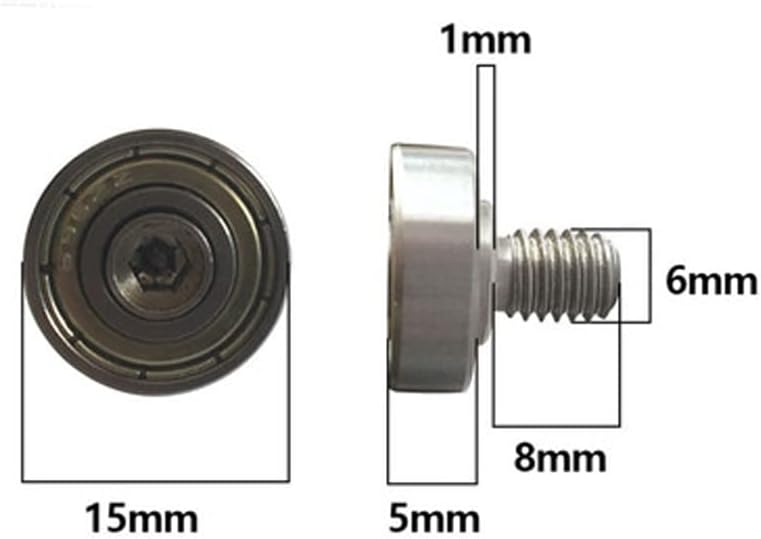 2db M6*8 mm-es szál rudat 15mm*5mm görgőt fix görgő fém csapágy útmutató kerekek gyűrű rozsdamentes acél csavar