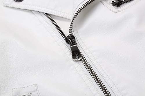 chouyatou Férfi Vintage Aszimmetrikus Zip Könnyű Ál Bőr Motoros Kabát