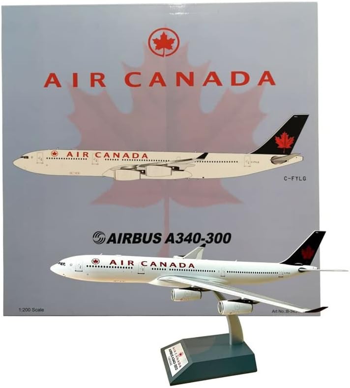 WB Modellek AIR Canada Airbus A340-300 C-FYLG állvánnyal 1/200 FRÖCCSÖNTÖTT Repülőgép Előre elkészített Modell