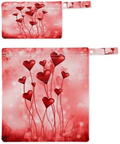 A piros a Szeretet Szív Valentin Napi 2db Vízálló Nedves-Száraz Táska többször használható, Mosható Baba Ruhát, Táskát, Két Cipzáras