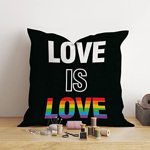 Párnát Fedezi a szerelem az Szerelem LGBTQ Meleg Párna Esetben a Büszkeség, Leszbikus, Meleg LGBTQ párnahuzat Rusztikus Szivárvány Decortaive