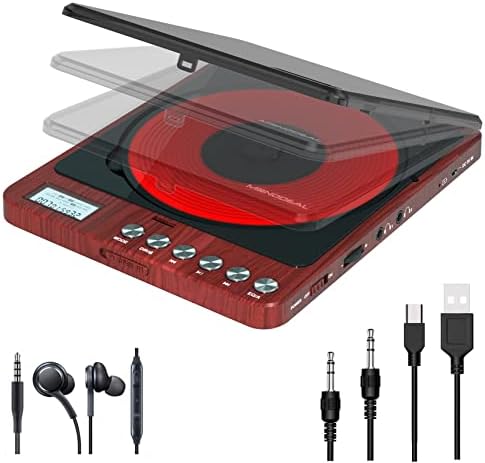 Hordozható CD-Lejátszó Fejhallgató, Monodeal CW605 Kompakt Design CD Lejátszó LCD Disply, Anti-Skip Személyes CD Lejátszó az Autó, Újratölthető