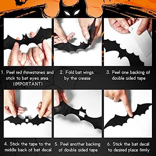 DIY 76PCS PVC Bat Matricák Halloween 3D Ijesztő Denevérek Dekoráció a Hold Ragyog A Sötétben 180PCS Piros Strasszos Matricák, Bundle