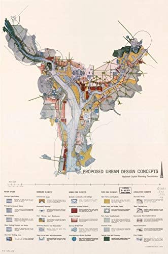 1972 Térkép| Javasolt Urban Design Koncepciók| Város-Tervezés|Columbia Kerület|földhasználat,