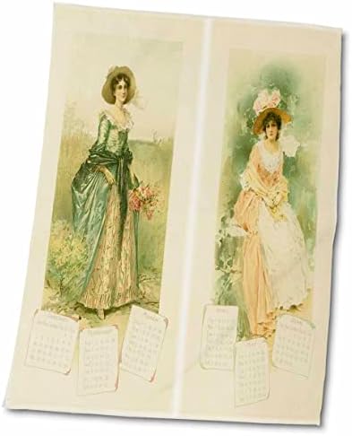 3dRose Florence Viktoriánus - Viktoriánus Naptári Hölgyek - Törölköző (twl-62093-1)