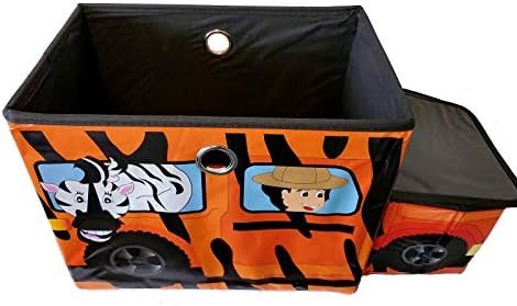Safari Teherautó Zebra Gyerekek Tároló játékdoboz Bin Szervező MDF Szék Összecsukható