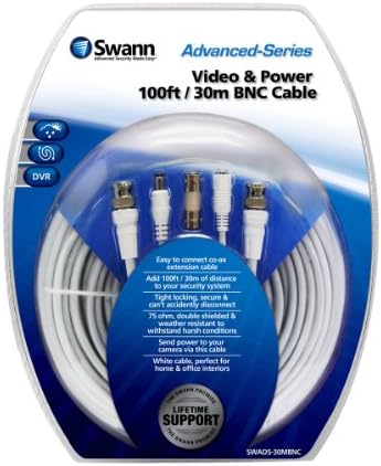 Swann SWADS-30MBNC-GL Videó, Power 100 Láb BNC Kábel (Fehér)
