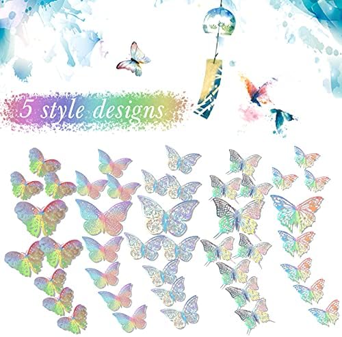 120 Db 5 Stílusok 3D Pillangó, Szülinapi Parti Dekoráció 3 Méretű Pillangó Fali Matricák Matrica Lányoknak Baba Zuhany Témájú