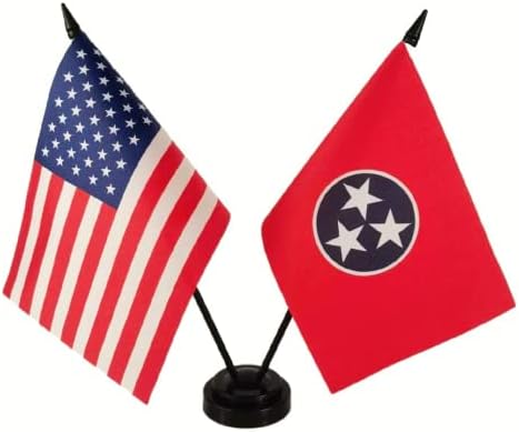 Zigvert Amerika & Tennessee Iker Íróasztal Zászló, RÁNK Tennessee Táblázat Zászlók, 8 x 5 Cm Amerikai & Tennessee Deluxe Asztal Zászló Set