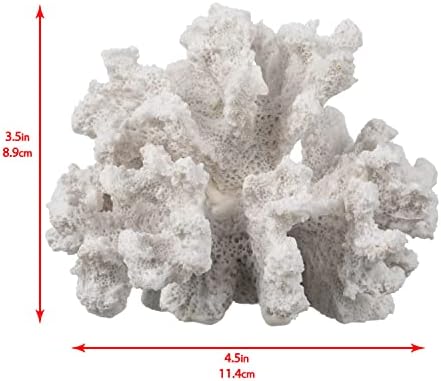 Dekoratív Tengeri Korall - Fehér, Közepes Korall - 3.5 T x 4.5 W x 4 D - Ál-Korallzátony Dekoráció - Gyanta Korall Díszítéssel