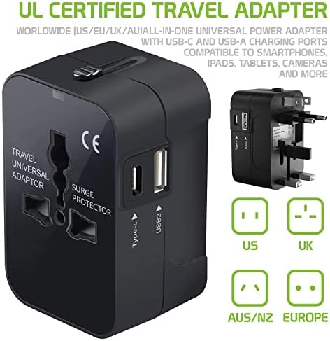 Utazási USB Plus Nemzetközi Adapter Kompatibilis BLU Life Játék X L102a a Világszerte Teljesítmény, 3 USB-Eszközök c típus, USB-A Közötti