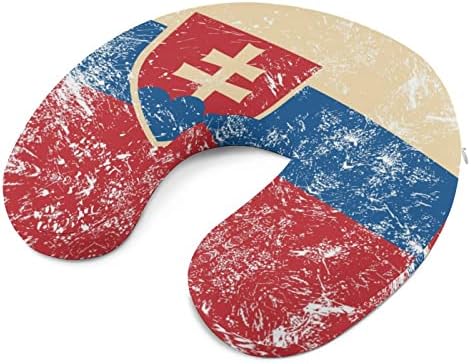 Retro Szlovákia Zászló Utazási Nyak Párna U Alakú Fej-Nyaki Támogatás Párna Memory Foam Fejtámla Autó Irodában, Otthon Alszik