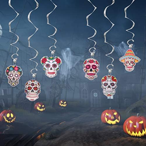 KESYOO 12db Halloween Party Dekoráció Meghatározott Koponya Lóg Kavarog Dekoráció (Színes) Halloween Party Dekoráció