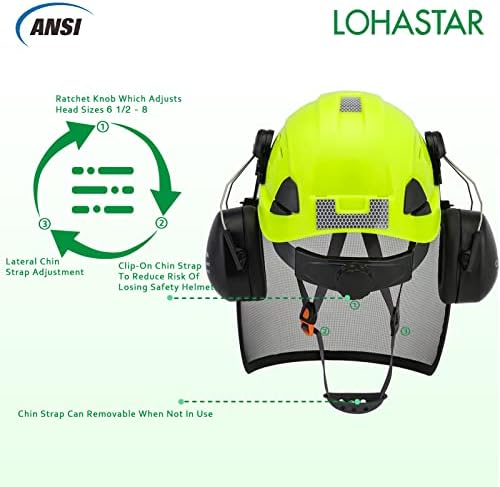 LOHASTAR Erdészeti Biztonsági Sisak Láncfűrész Sisak Hálós arcvédő, valamint készült fülmelegítő 3 az 1-ben Erdészeti Kemény Kalap