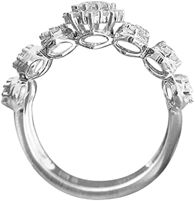 2023 Új Eljegyzési Kerek Vágott Zircons Nők Esküvői Gyűrű, Ékszerek, Gyűrűk, a Nő Teljes Gyémánt Női Gyűrű Kerek pecsétgyűrű (Ezüst, 7)