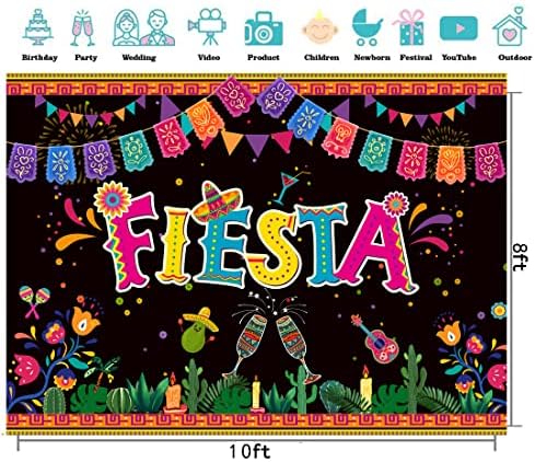 CYLYH 10x8ft Mexikói Témájú Bulit Hátteret Fiesta Party Hátteret, Cinco De Mayo Karnevál Party Dekoráció Hátteret, Szülinapi Parti Hátteret