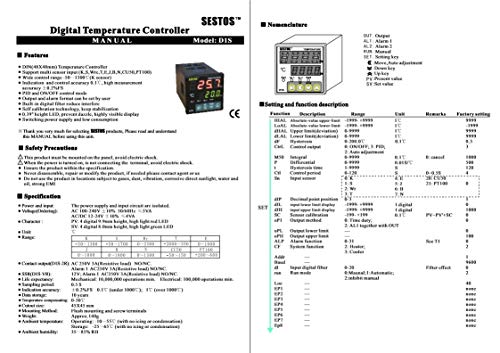 SESTOS Digitális Hőmérséklet Szabályzó D1S-2R-24 AC/DC 12-24V,Vezérlés Tartomány -50~1300 ℃ (K Érzékelő) Jelzés Kontroll -, Pontosság 0.1 °