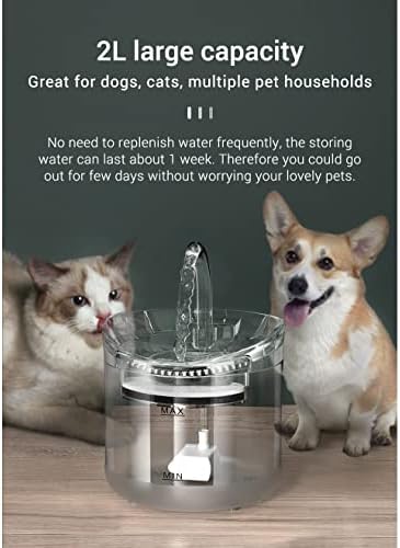 YANLAN Macska Szökőkút Állat vízadagoló Automata Pet ivókút 1 Szivattyú Választható 2 Féle Víz Áramlási Módok,Kapcsolható Szuper Csendes,Standard