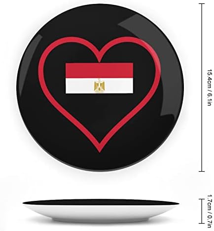 Imádom Egyiptom Vörös Szív Vicces porcelán Díszítő Tányér Kerek Kerámia lapok Kézműves Display Állvány Home Office Fali Dekoráció