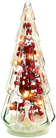 Dohance 11 LED-Torony Üveg Asztali Karácsony Fa, Üveg karácsonyfa Karácsonyi Díszek Meghatározott Mesterséges Bogyók, Karácsonyi Öreg