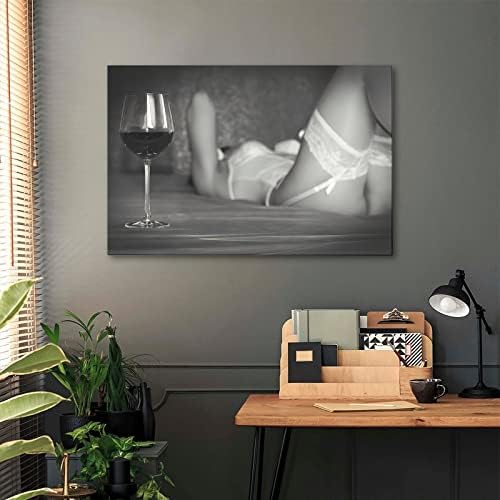 Fekete-Fehér Poszter Budoár Fotózás Művészet Plakát Szexi Fehérnemű Nők, a Bor Vászon Poszter Hálószoba Decor Hivatal Szoba