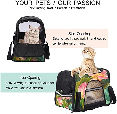 Kisállat Szállító Lotus Rózsaszín Art Festmény, Puha Oldalú Pet Travel Fuvarozók számára a Macskák,Kutyák, Kiskutya, Kényelmes, Hordozható,