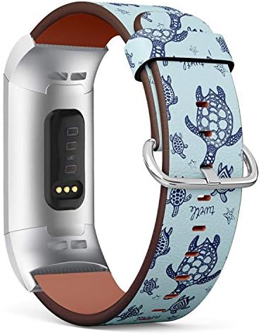 Q-Bab Watchband, Kompatibilis a Fitbit Díj 3, Töltés 3 SE - Csere Bőr Band Karkötő Heveder Karszalag Tartozék // Teknős Fényes Dísz