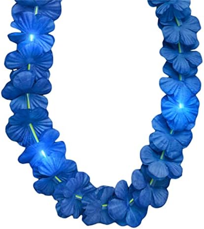 blinkee 2 az 1-ben Csomag világít Kék Flitteres Cowboy Kalapot, Világos Fel Hawaii Virág Lej Nyaklánc Kék