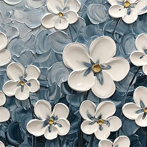 Kézzel készített Nagy Absztrakt Virágok Olaj Festmény Kék Fehér Cseresznye Impasto Akril Eredeti Mintás Vászon Wall Art lakberendezés