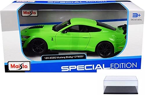 Fröccsöntött Autó w/vitrin - 2020-As Ford Mustang Shelby GT500, Fényes Zöld - Maisto 31532GN - 1/24-Skála Fröccsöntött Modell, Játék Autó