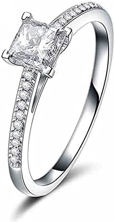 2023 Új Eljegyzési Gyémánt Hercegnő Női Aranyozott Gyűrű Személyre szabott Gyűrűk Szép Gyűrű (Ezüst, 7)