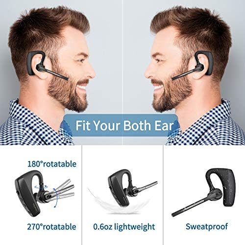 Bluetooth Headset CVC8.0 Zajszűrő Kettős Mikrofon, Vezeték Nélküli Bluetooth Hangszóró V5.0 kihangosító, Fülhallgató, Kompatibilis iPhone,