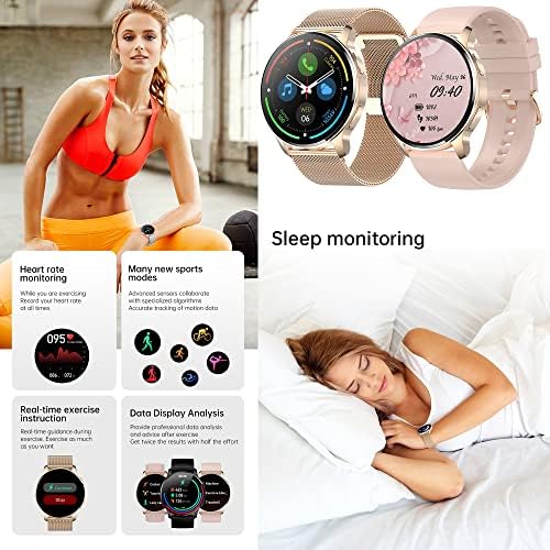 Intelligens Karóra Női(Hívás Fogadása/Telefonos), Fitness Tracker 1.32 HD Teljes Érintőképernyős Digitális Órák pulzusmérő Aludni Monitor