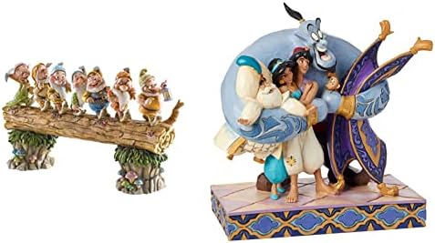 Disney Hagyományok által Jim Shore Hófehérke A Hét Törpe Hej-hó Kő Gyanta Figura, 8.25 & a Disney Hagyományok által Jim Shore Aladdin Csoportos