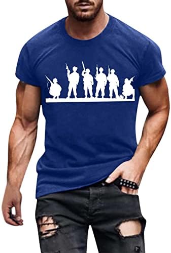 BEUU július 4. Katona Rövid Ujjú T-shirt Mens, a Függetlenség Napja Hazafias Sleeve Sportos izompóló Maximum