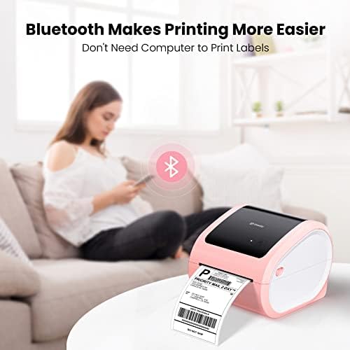 Bluetooth Szállítási Címke Nyomtató 4x6 - Rózsaszín Vezeték nélküli Thermal címkenyomtató Kis Üzlet, hőnyomtató a Szállítási cím,