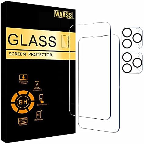WAASS [2Pack 9H, Teljes Tiszta Edzett Üveg kijelző Védő fólia [+ 2 Csomag] Kamera Lencséjét Védő Kompatibilis az iPhone 14 Pro.