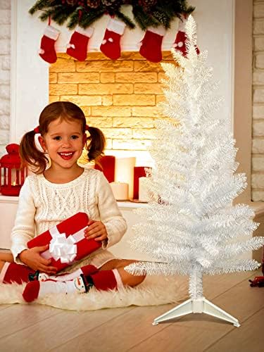 4FT Mesterséges karácsonyfa Stand - Tűz Megelőzése, valamint az Időjárás Ellenálló, Könnyen Összeszerelhető Fehér Fa Otthon, Iroda,