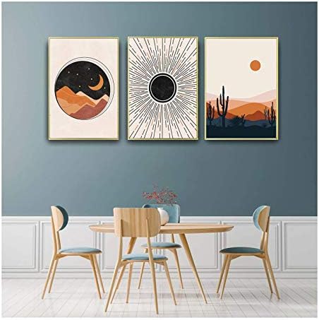 Ecyanlv Absztrakt Század Közepén Poszter a Nap, a Hold Vászon Festmény Szivárvány Modern Art Print Geometriai Wall Art Kép a Nappali