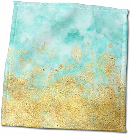 3dRose PS Glam - Aqua Kék Arany Akvarell Glam - Törölköző (twl-280709-3)