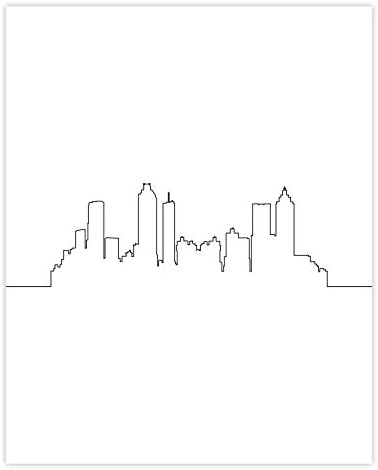 Atlanta Skyline Fali Dekoráció Ujjlenyomat - 2 (8x10) Art Fotó - Tipográfia Minimalista Poszter