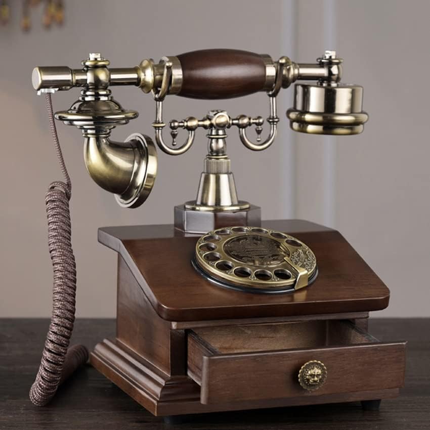 GRETD Retro Vezetékes Rotary Telefon, Elektronikus Csengőhang, 1 Fiók, Klasszikus Stílusú Telefonvonal Otthoni vagy Irodai Dekoráció