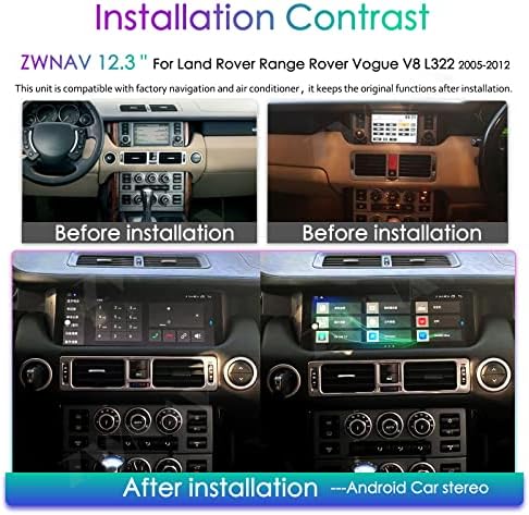 ZWNAV 12.3 hüvelykes Android 10 Autó Sztereó Land Rover Range Rover Vogue V8 L322 2005-2012, GPS Navigáció Android Fej Egység Játékos,128G