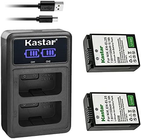 Kastar 2 Csomag Akkumulátor LCD Kettős USB Töltő Kompatibilis Nikon EN-EL25 ENEL25 HU-EL25a 4241 Akkumulátor, Nikon MH-32 Töltő, Nikon