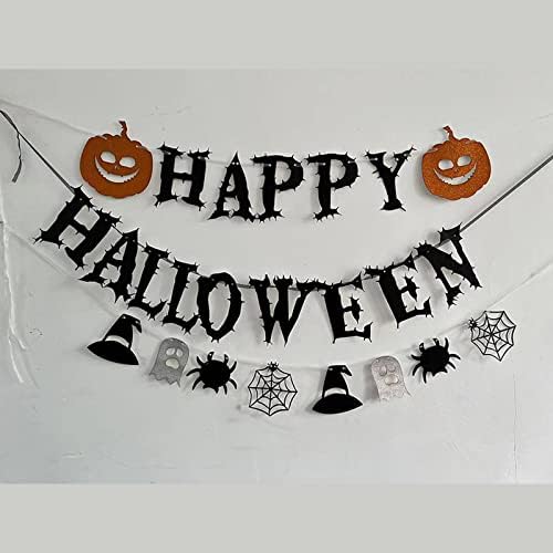 Halloween Banner, Papír Fekete Kivágott, Boldog Halloween Banner, Halloween Horror Téma Fél Háttér Dekoráció, Kellékek Sütőtök,