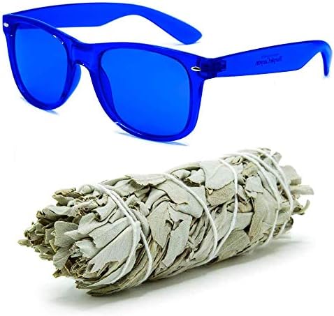 GloFX Éberség Készlet - (1) a Kék Szín Terápia Szemüveg (1) Fehér Zsálya Bundle - Folt Stick Energia Tisztító, Gyógyító, valamint a Meditáció