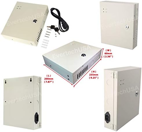 Evertech 8 9-es Csatorna Port Power Box Biztonsági Kamera 12V DC 5A Amper CCTV DVR Tápegység Kapcsoló Doboz Kulcs Zárva, 9 Db. A Férfi Hatalom