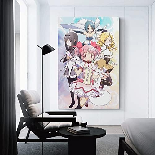 CAON Anime Poszter Puella Magi Madoka Magica Poszter Vászon Wall Art 90-ES Szoba Esztétikai Hálószoba Decor Plakátok 12x18inch(30x45cm)