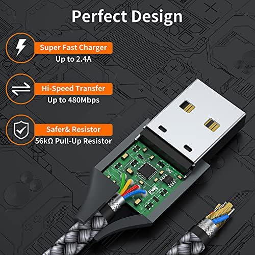 JXMOX Mini USB Kábel, (3.3 ft 2 Csomag) USB 2.0, A Típusú Férfi-Mini B Töltés Kábel Kompatibilis a Hero 3+, PS3 Kontroller, Digitális